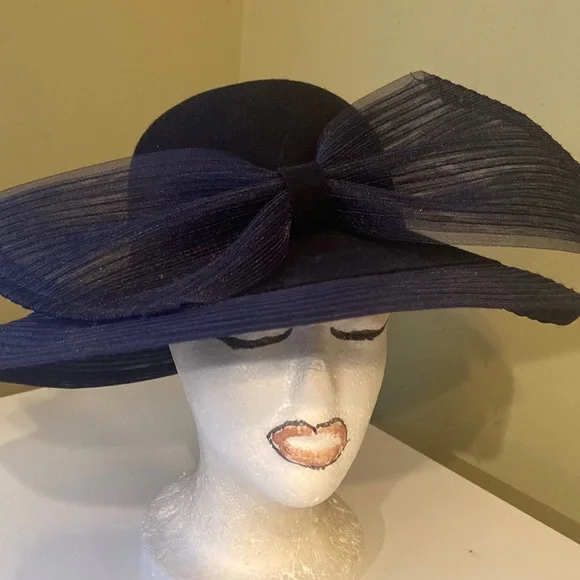 b michael N Y | Accessories | Stylish Navy Blue Wool Church  display picture 1